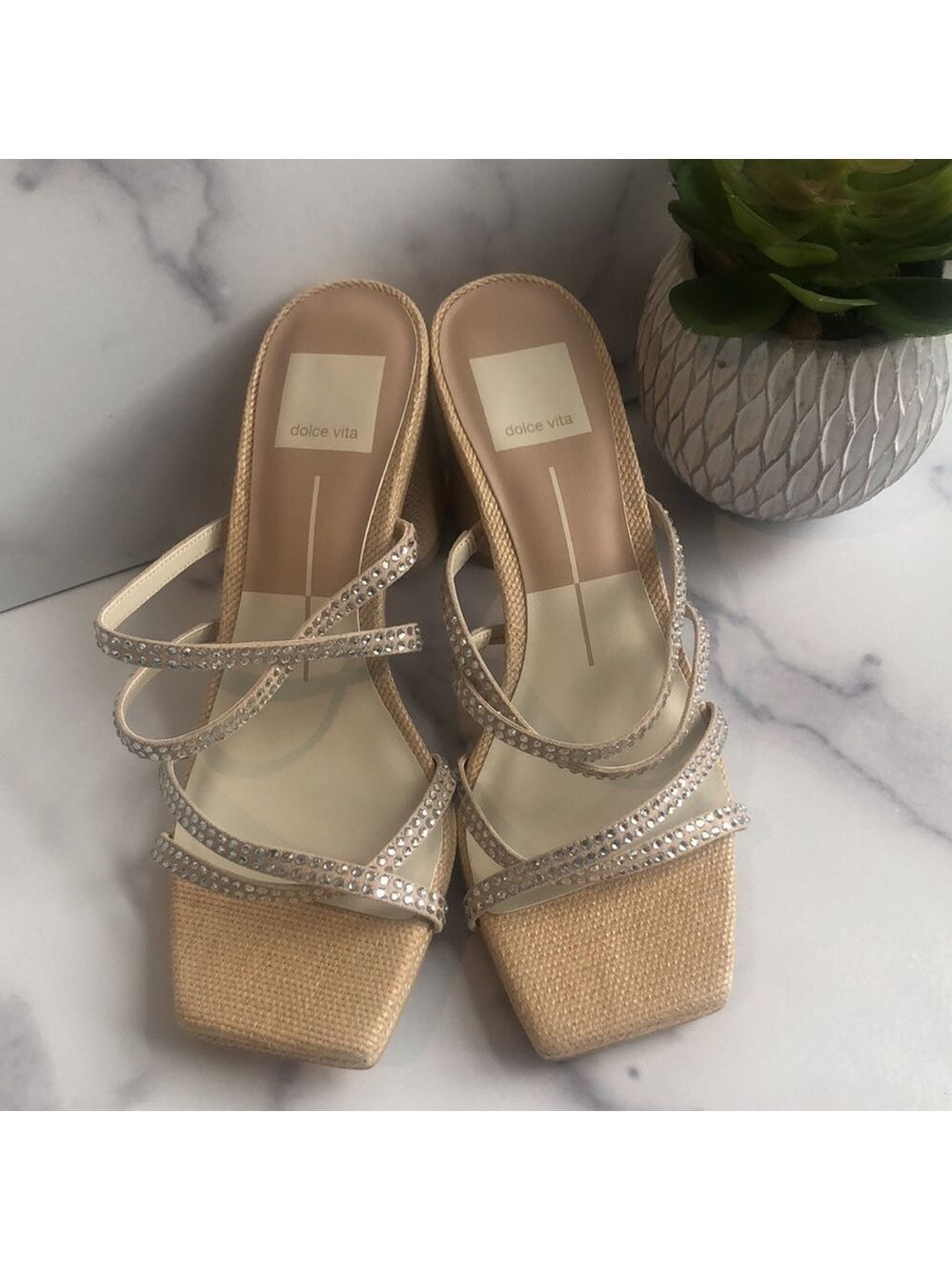 Dolce Vita PATSI Rhinestone Sandals Block Heel, Sz 5/6, New For Spring 2023